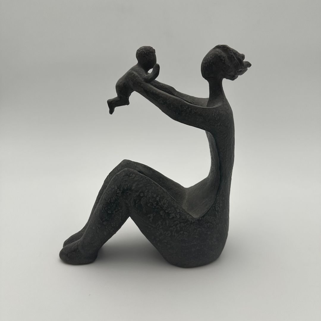 Modernist Ceramic Sculpture Of A Woman Holding A Child – France, Circa 1970-photo-1