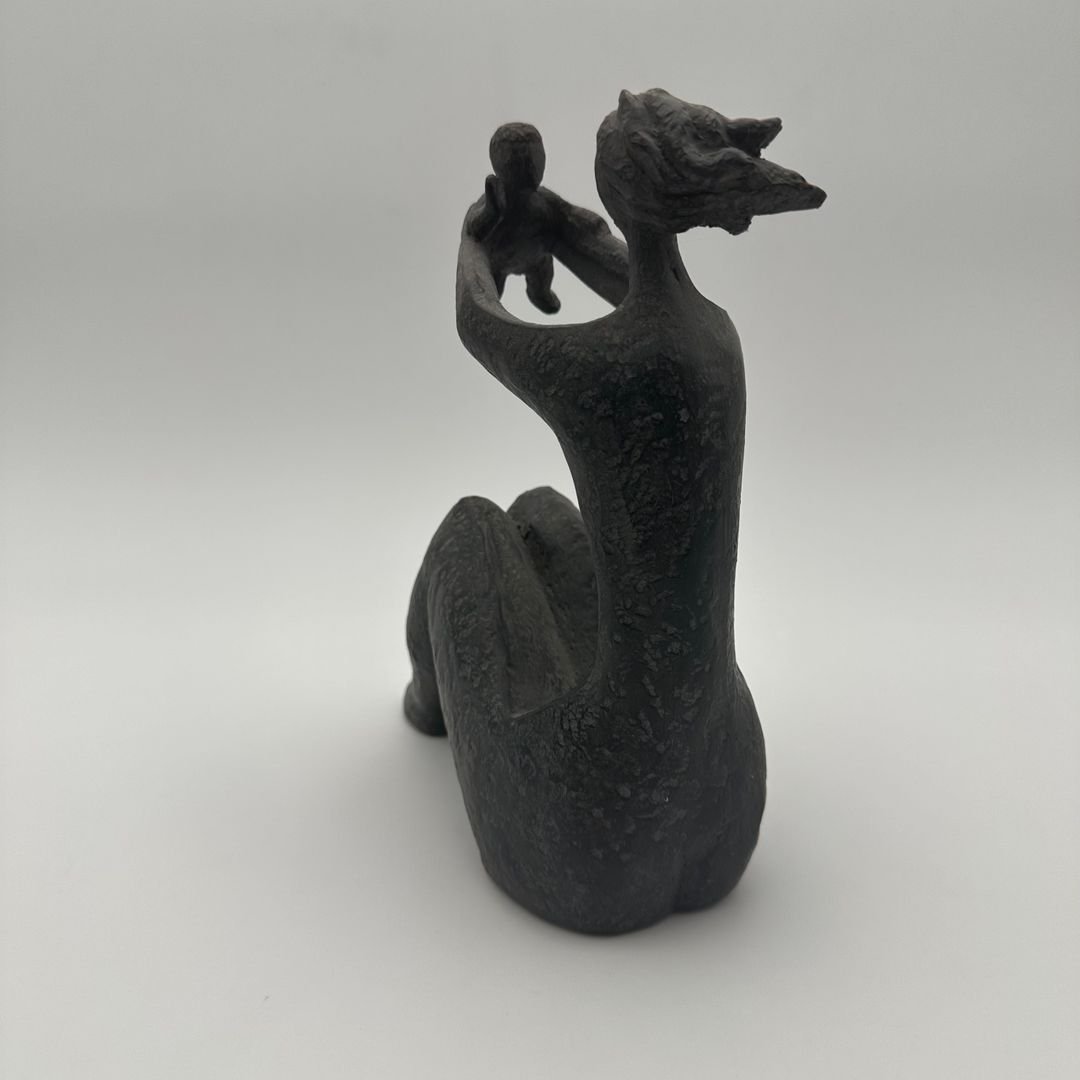 Modernist Ceramic Sculpture Of A Woman Holding A Child – France, Circa 1970-photo-3