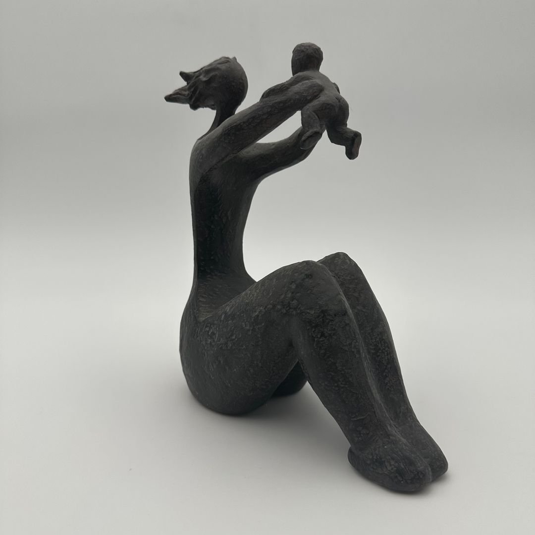 Modernist Ceramic Sculpture Of A Woman Holding A Child – France, Circa 1970-photo-8