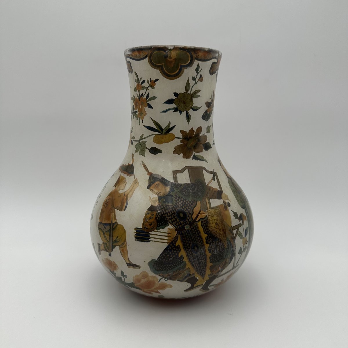 Rare Pair Of "arte Povera" Glass Vases With Chinoiserie Decor, Piedmont, 18th Century.-photo-2