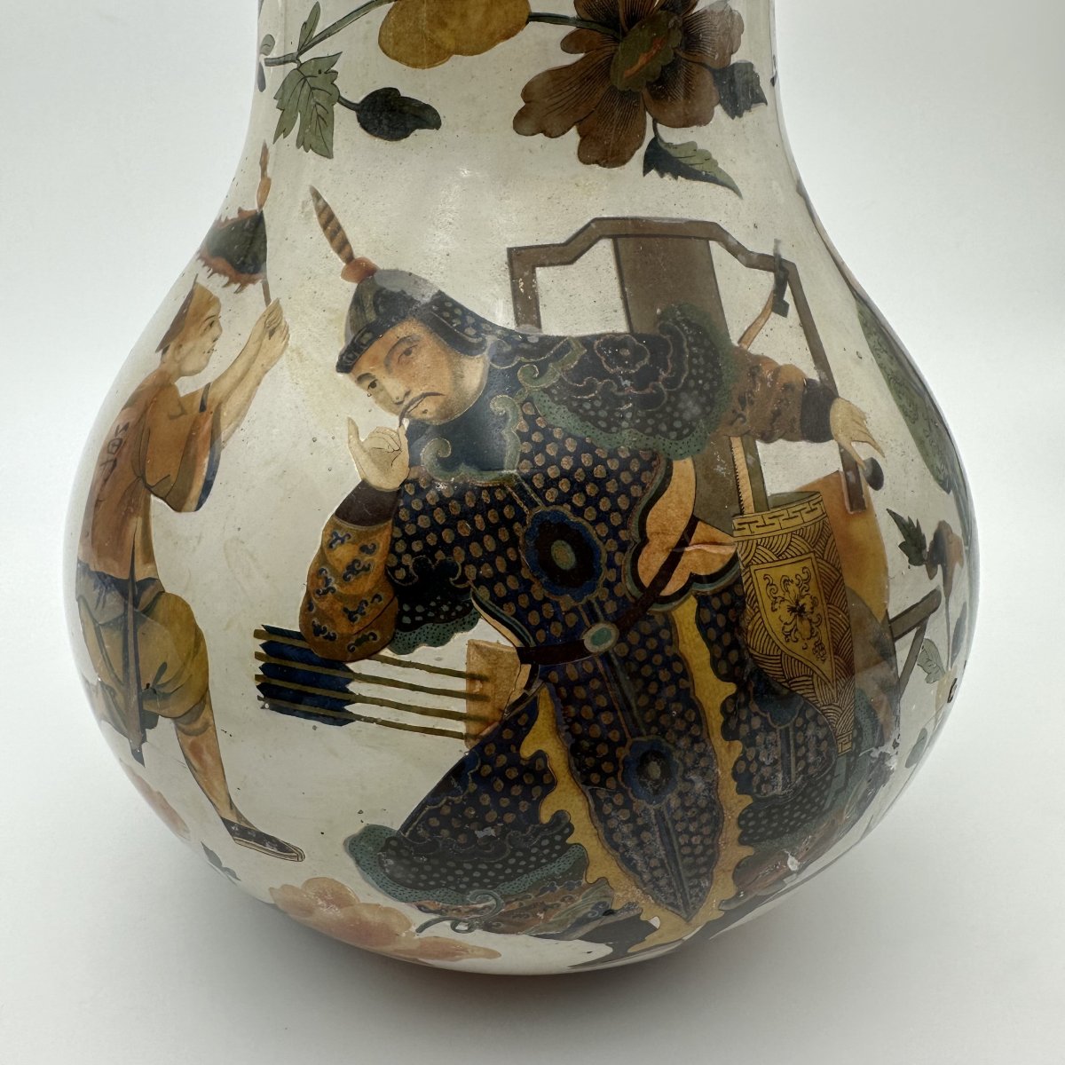 Rare Pair Of "arte Povera" Glass Vases With Chinoiserie Decor, Piedmont, 18th Century.-photo-6