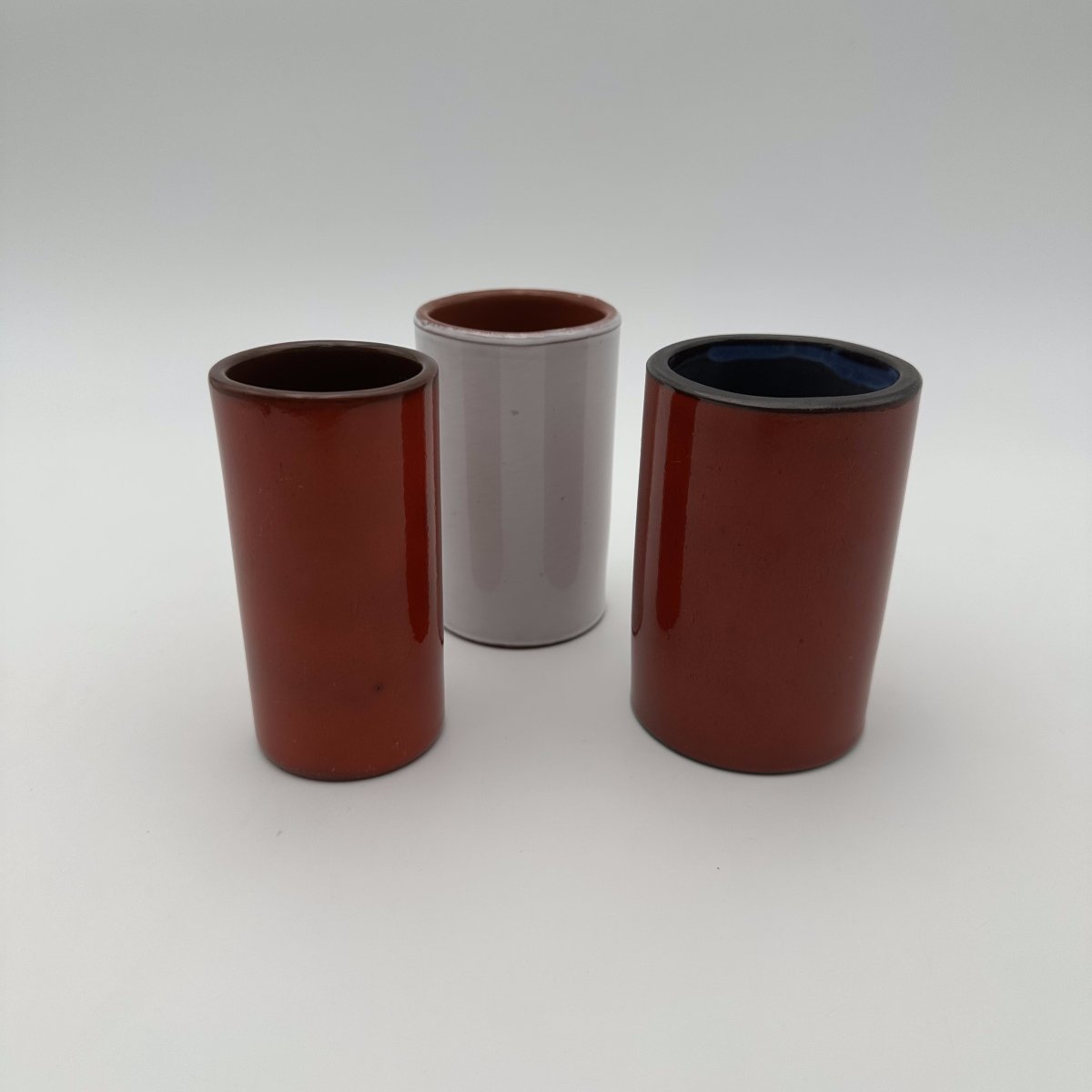Set Of Three Small Glazed Ceramic Vases, In The Style Of Georges Jouve, 1950s-photo-1
