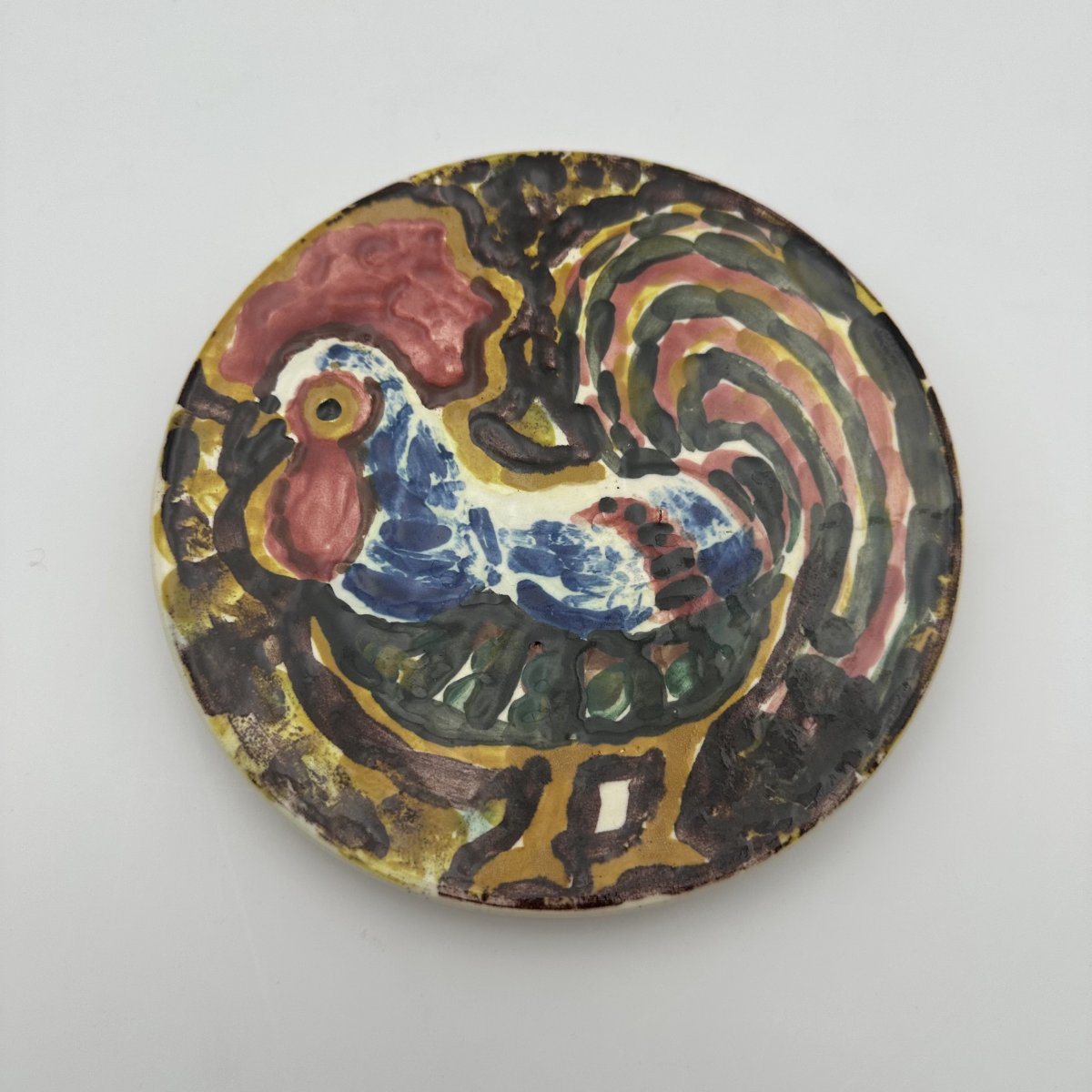 Pair Of Small Ceramic Plates, Bird Decor In The Style Of Roger Capron, 1950s-1960s.-photo-4