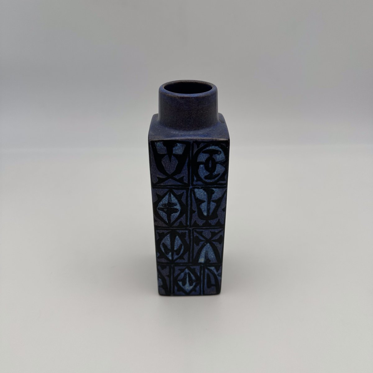 Square "baca" Faience Vase By Nils Thorsen For Royal Copenhagen, 1960s.-photo-6