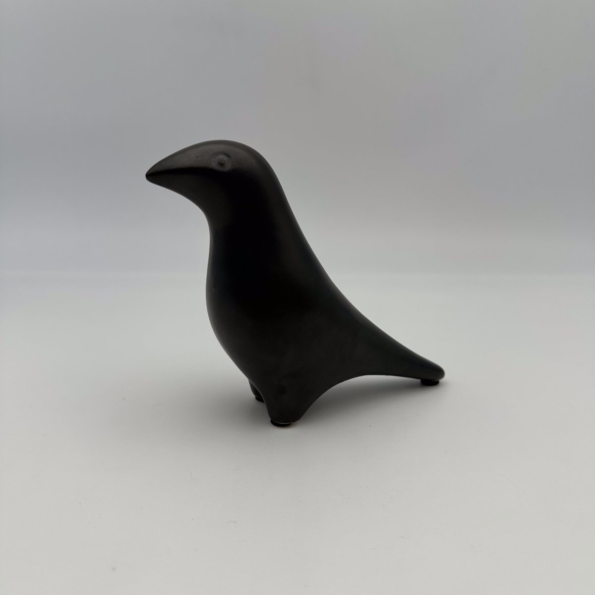 Sculpture Minimaliste "Oiseau" en Céramique Noire, Style Georges Jouve, Années 1950-1960.-photo-2
