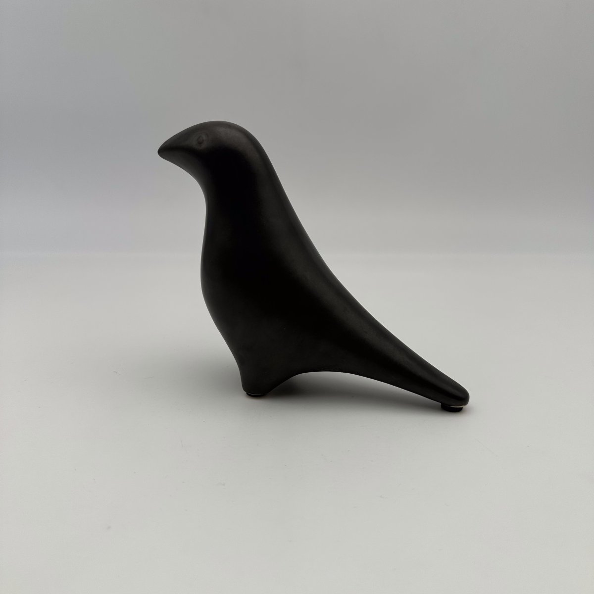 Sculpture Minimaliste "Oiseau" en Céramique Noire, Style Georges Jouve, Années 1950-1960.-photo-3
