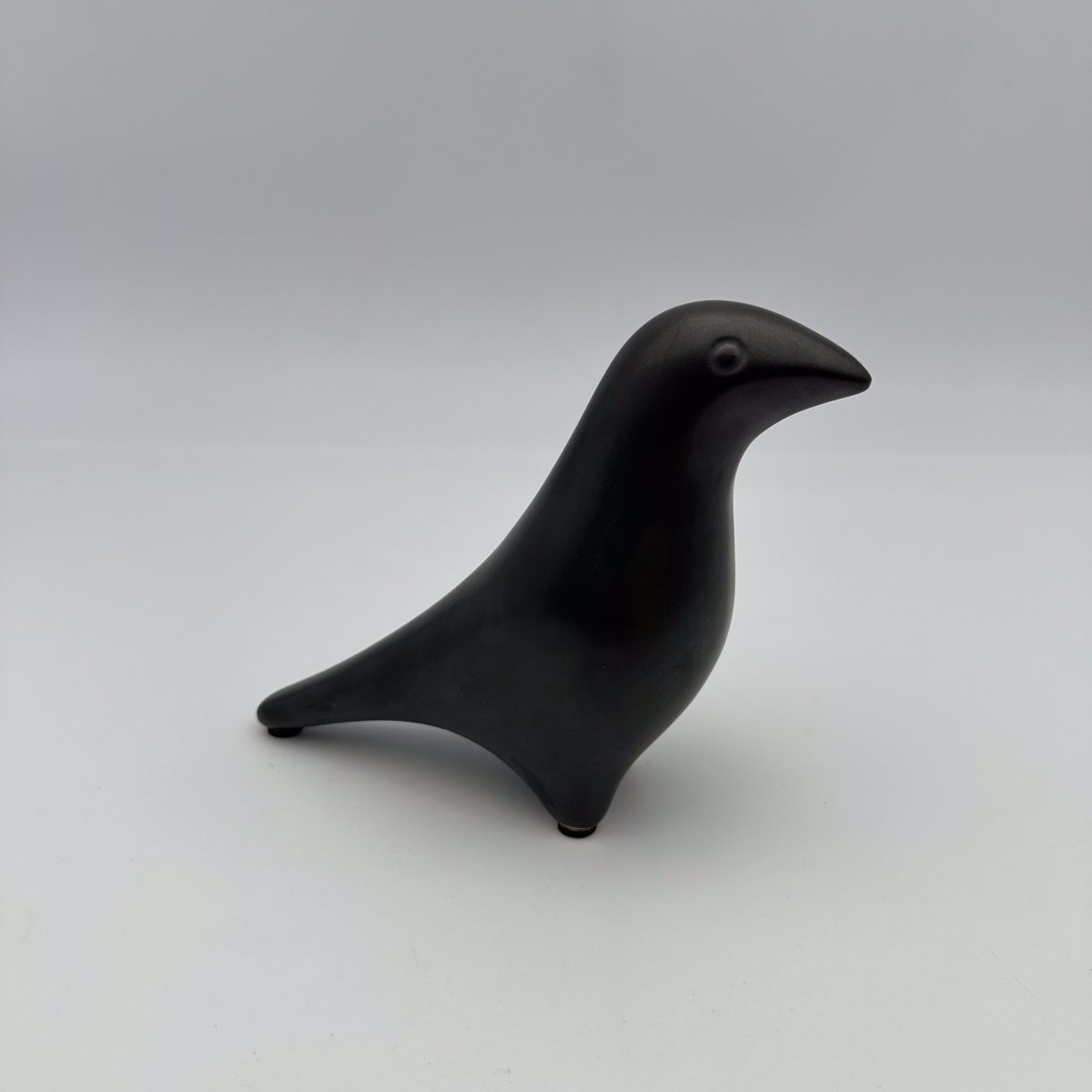 Sculpture Minimaliste "Oiseau" en Céramique Noire, Style Georges Jouve, Années 1950-1960.-photo-2