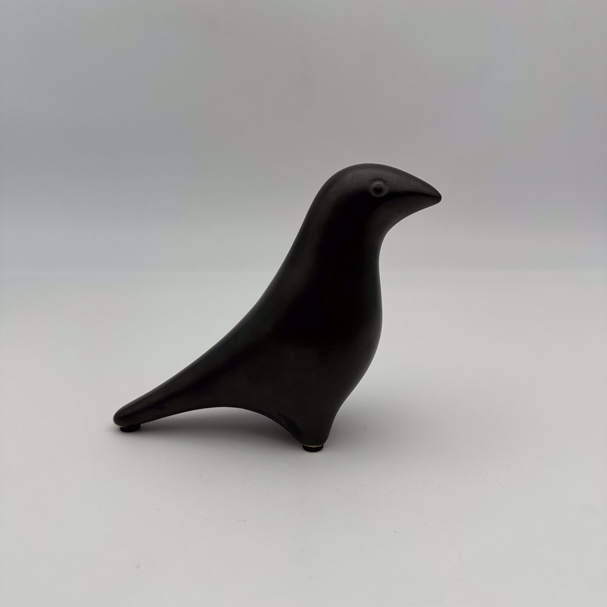 Sculpture Minimaliste "Oiseau" en Céramique Noire, Style Georges Jouve, Années 1950-1960.-photo-4