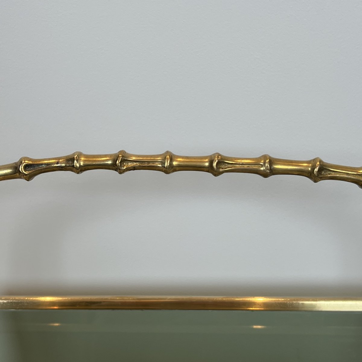 Porte-Revues en Laiton Faux-Bambou et Verre Fumé, Attribué à la Maison Baguès, Années 1970.-photo-4