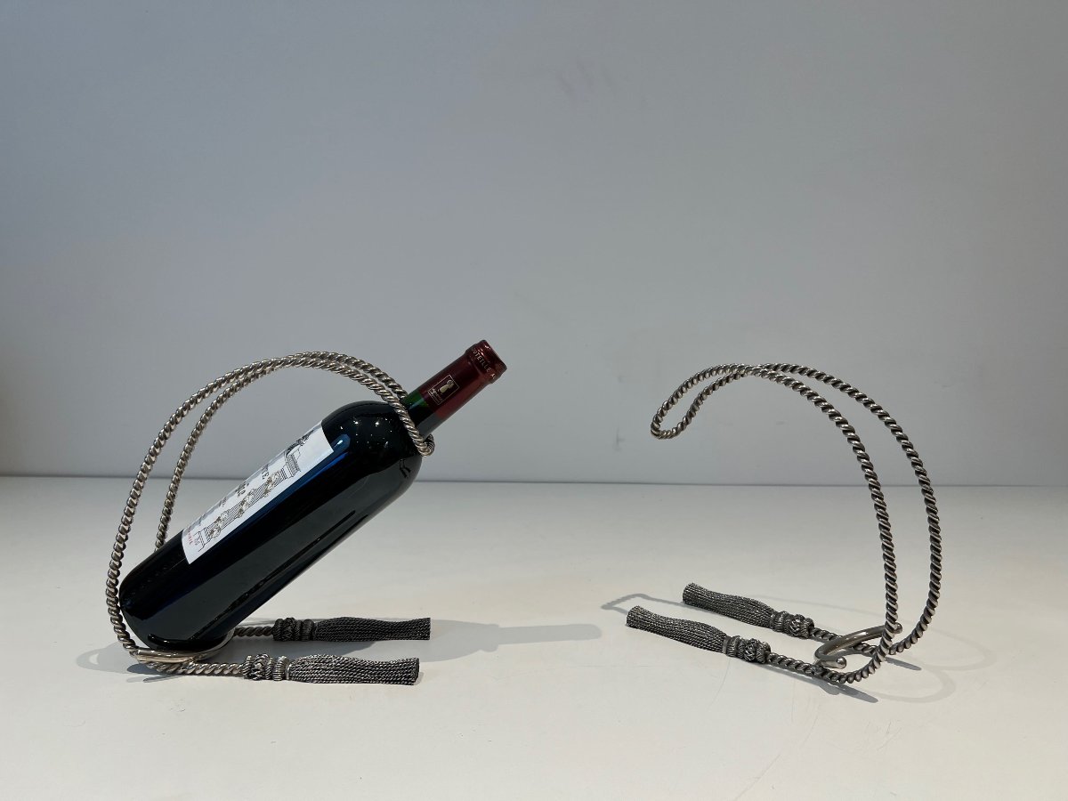 Pair Of Trompe-l'œil Silver-plated Bottle Holders, In The Style Of Maria Pergay, 1970s.-photo-2