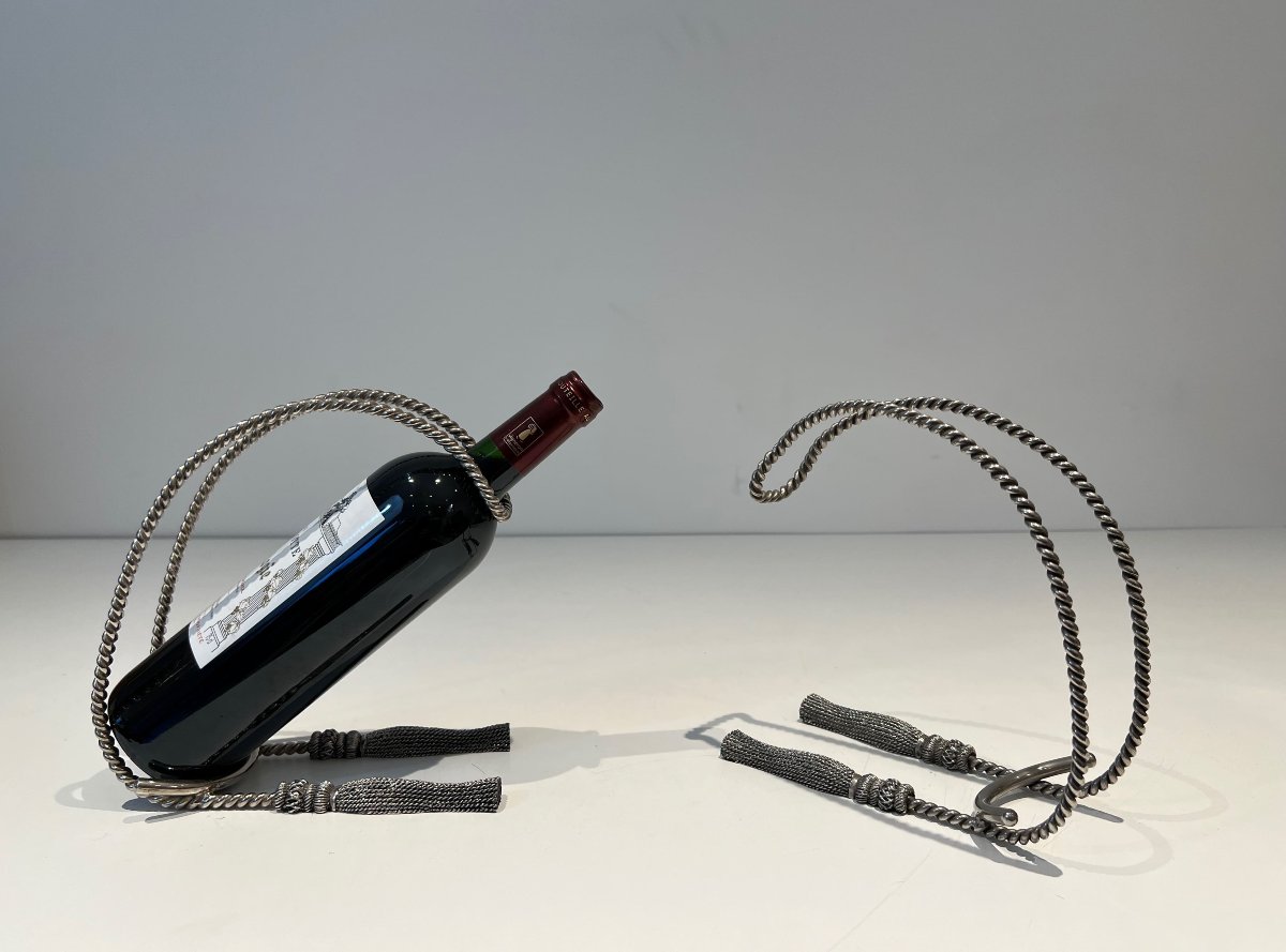 Pair Of Trompe-l'œil Silver-plated Bottle Holders, In The Style Of Maria Pergay, 1970s.-photo-5