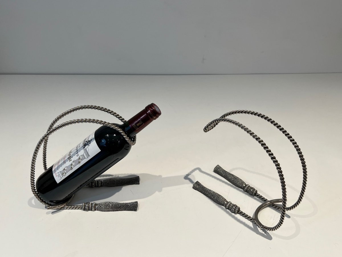 Pair Of Trompe-l'œil Silver-plated Bottle Holders, In The Style Of Maria Pergay, 1970s.-photo-6