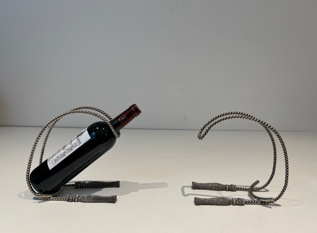 Pair Of Trompe-l'œil Silver-plated Bottle Holders, In The Style Of Maria Pergay, 1970s.