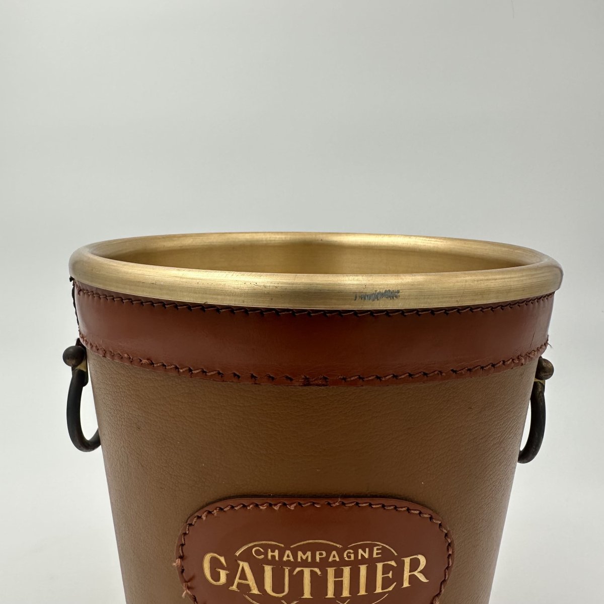 Seau à Champagne Gainé de Cuir Surpiqué, Champagne Gauthier, Années 1970.-photo-2