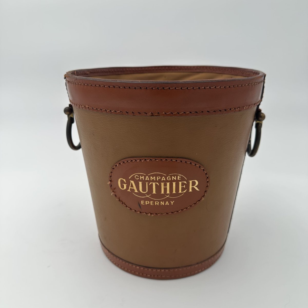 Seau à Champagne Gainé de Cuir Surpiqué, Champagne Gauthier, Années 1970.-photo-7