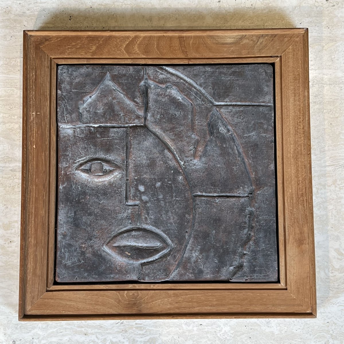 Modernist Ceramic Plaque With Cubist Decor, 1970s.-photo-2