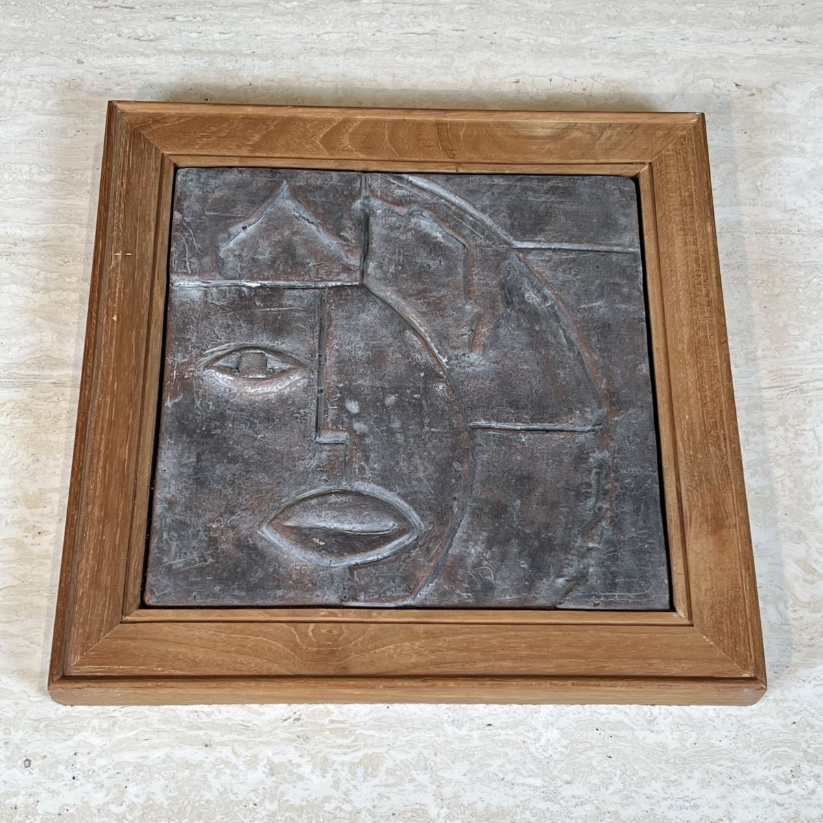 Modernist Ceramic Plaque With Cubist Decor, 1970s.-photo-3