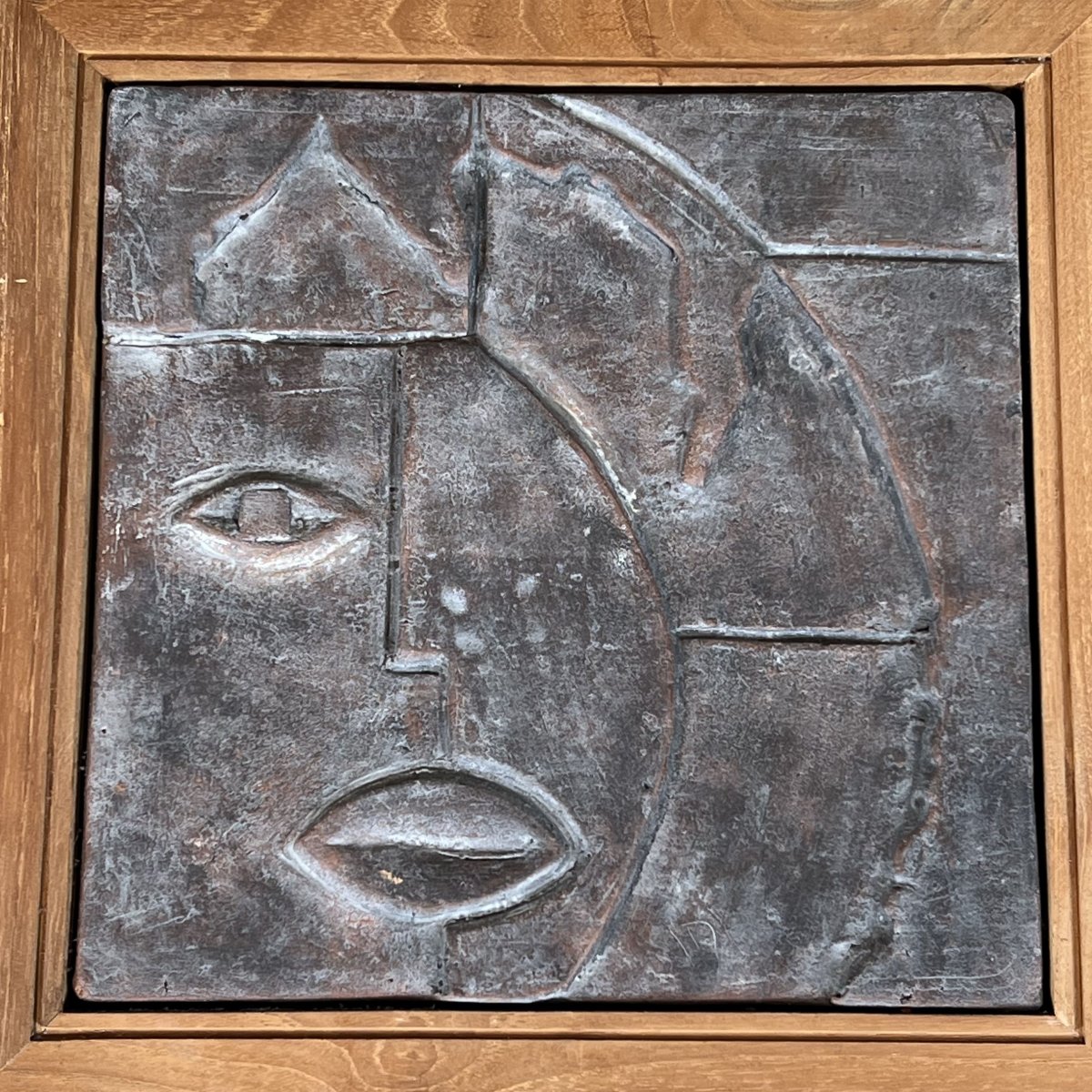 Modernist Ceramic Plaque With Cubist Decor, 1970s.-photo-4