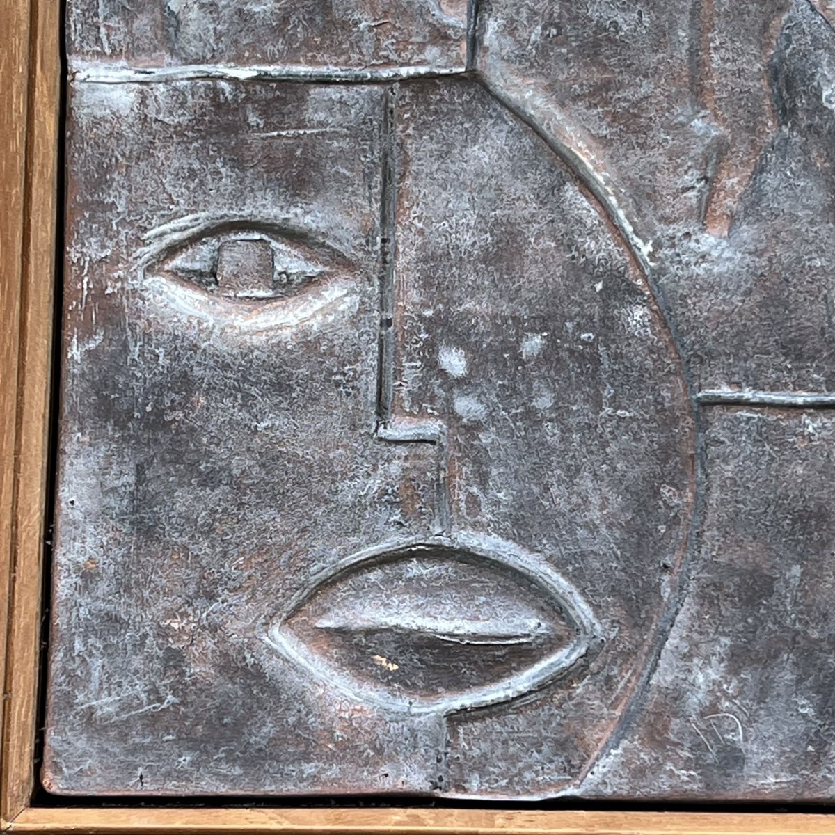 Modernist Ceramic Plaque With Cubist Decor, 1970s.-photo-1