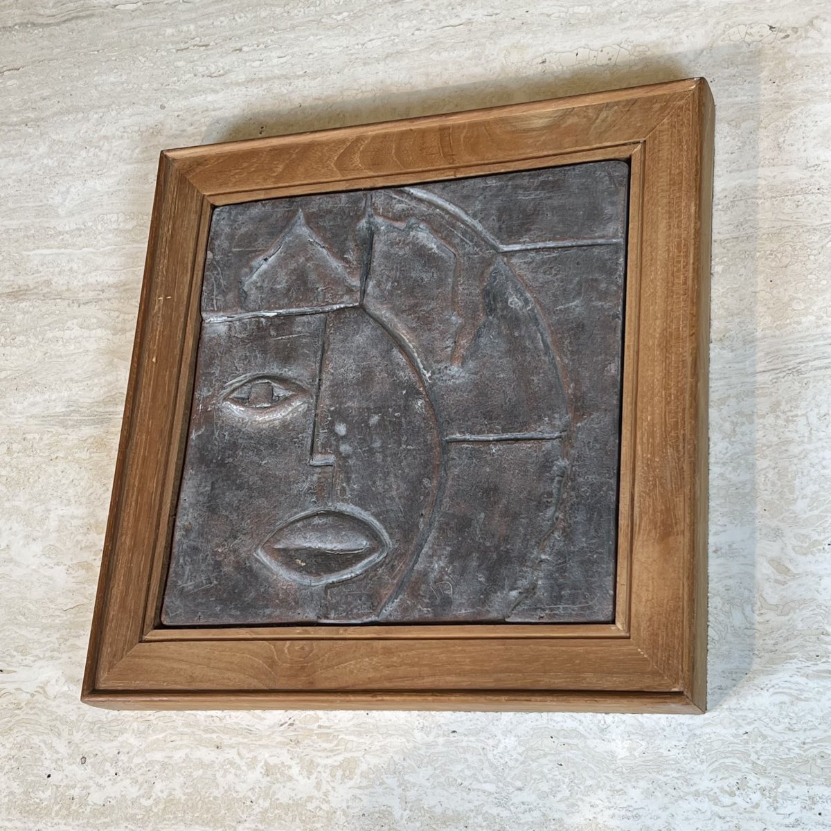 Modernist Ceramic Plaque With Cubist Decor, 1970s.-photo-8
