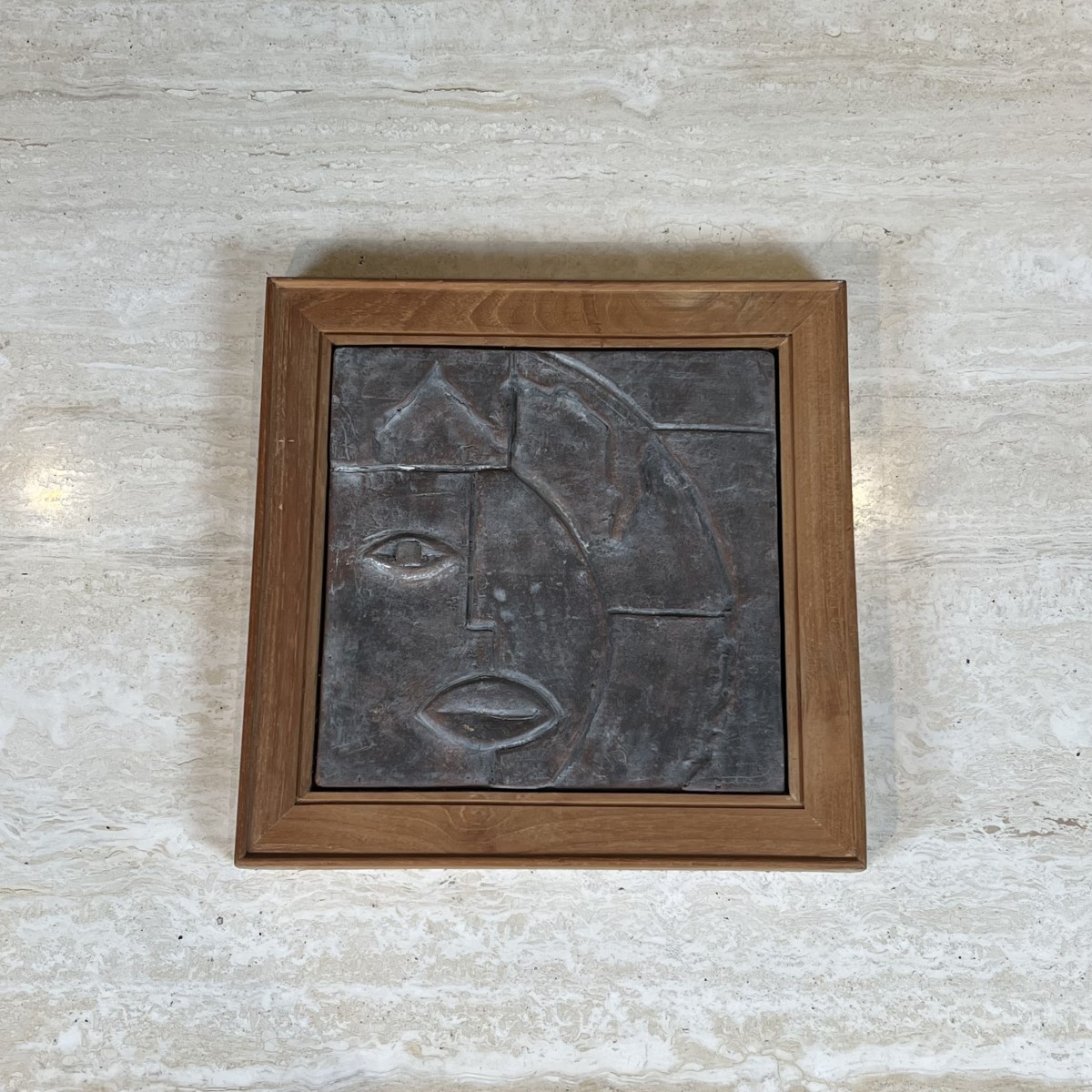 Modernist Ceramic Plaque With Cubist Decor, 1970s.
