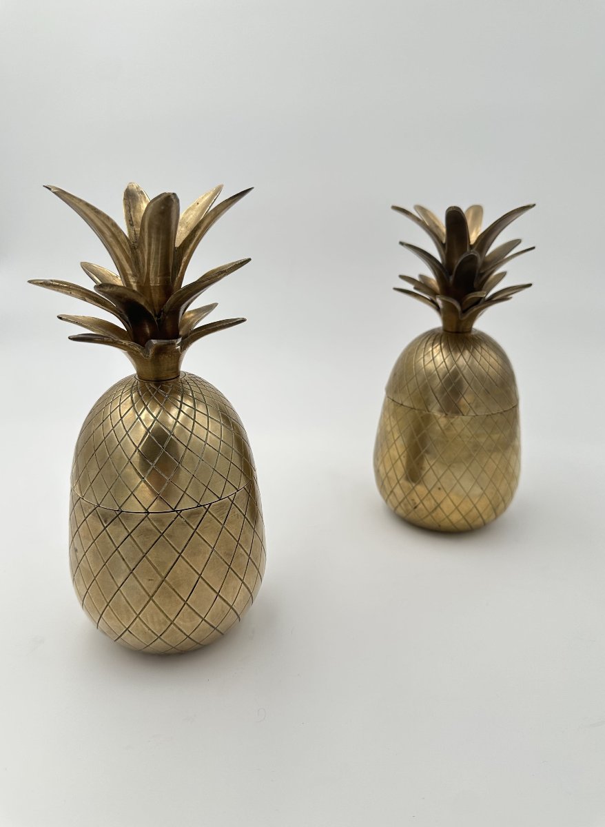 Paire de Seaux à Glace "Ananas" en Laiton, dans le Goût de Mauro Manetti, Années 1970.-photo-2
