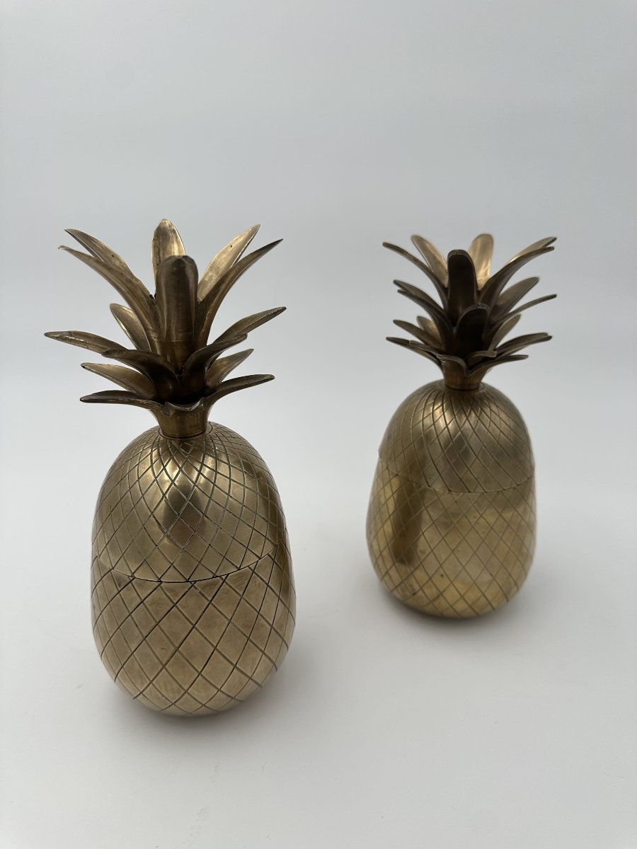 Paire de Seaux à Glace "Ananas" en Laiton, dans le Goût de Mauro Manetti, Années 1970.-photo-3