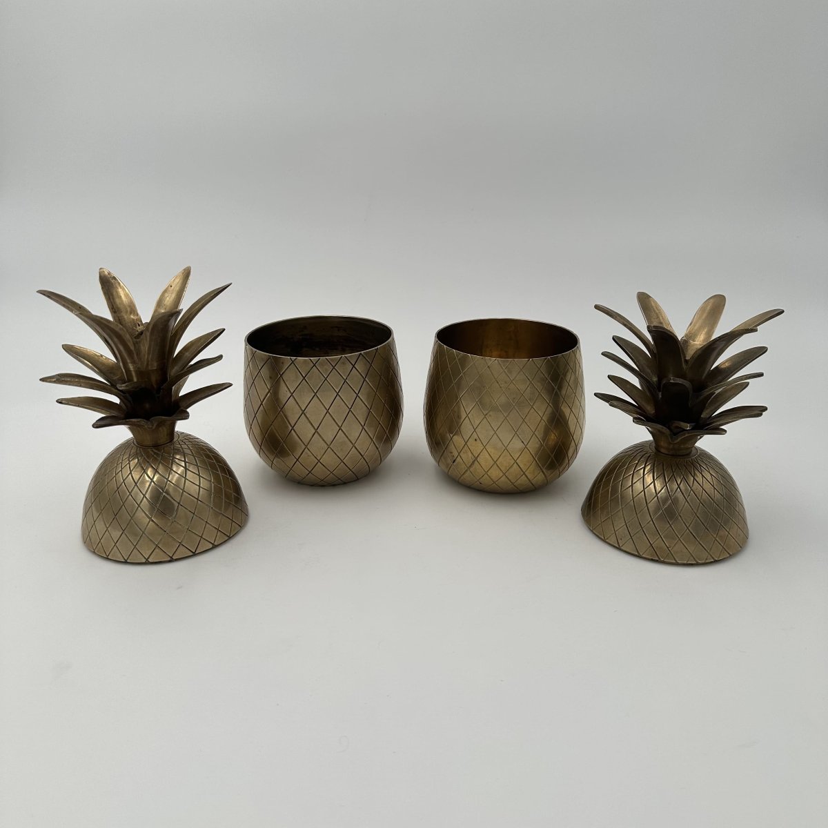 Paire de Seaux à Glace "Ananas" en Laiton, dans le Goût de Mauro Manetti, Années 1970.-photo-4