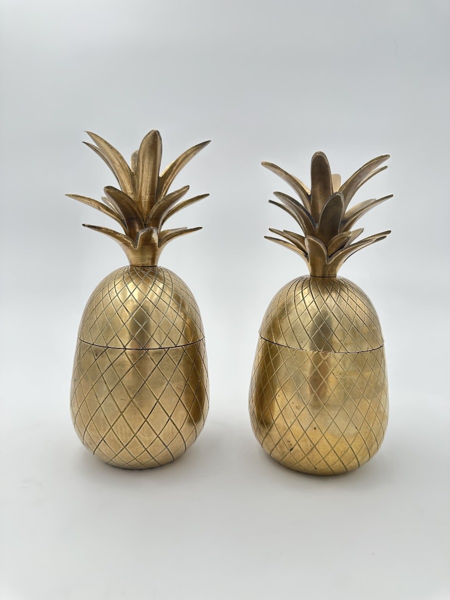 Paire de Seaux à Glace "Ananas" en Laiton, dans le Goût de Mauro Manetti, Années 1970.