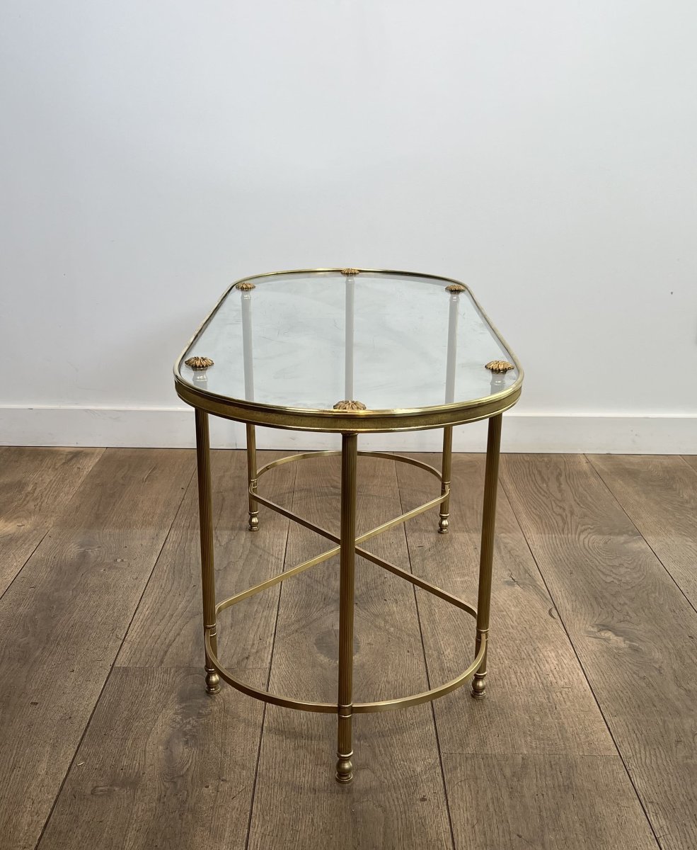 Table Basse Oblongue en Laiton et Verre, de  Maison Baguès, Années 1960.-photo-3