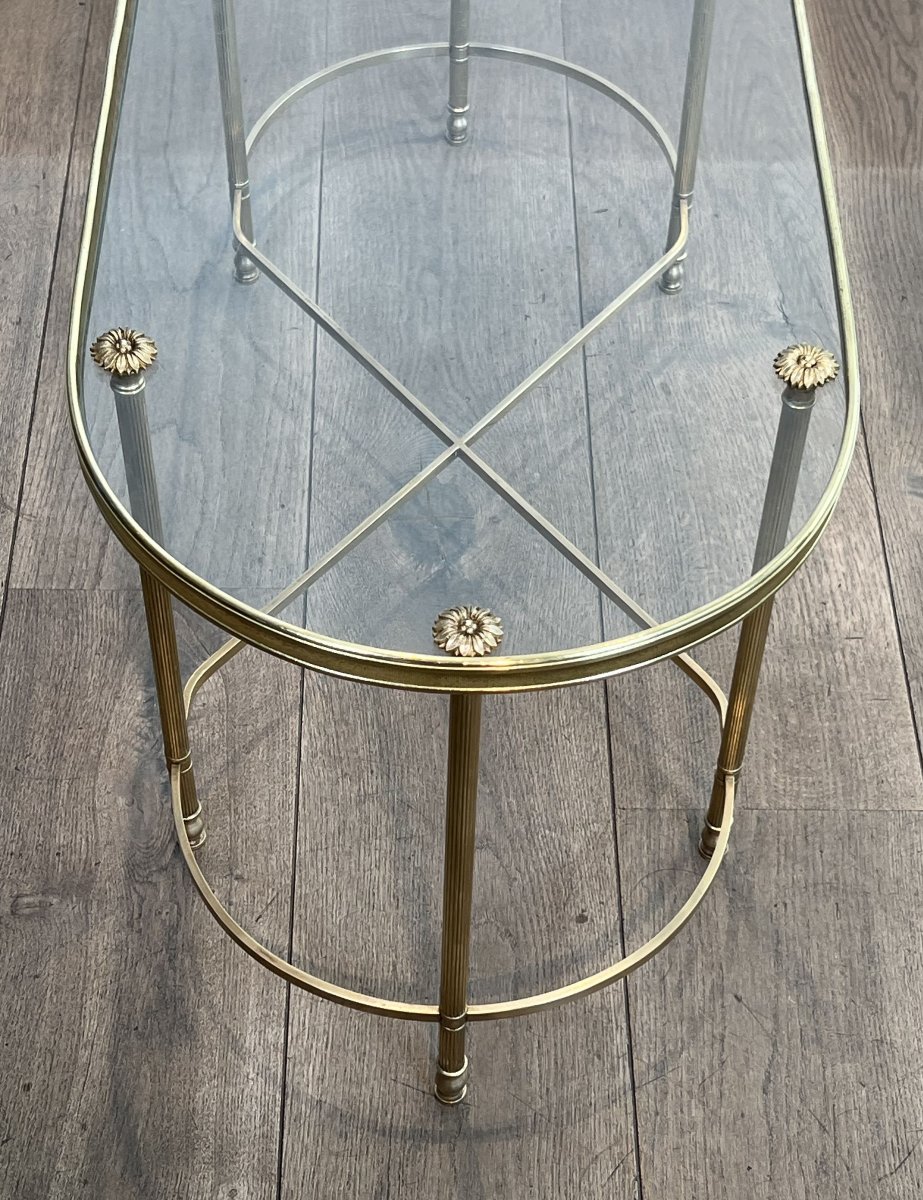 Table Basse Oblongue en Laiton et Verre, de  Maison Baguès, Années 1960.-photo-6