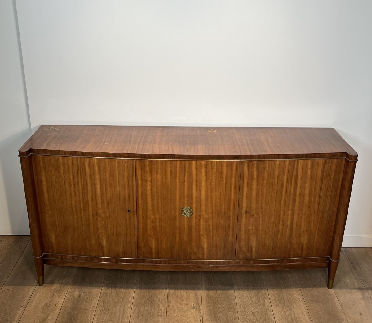 Importante Enfilade Art Déco en Bois Précieux et Bronze, De Coene Frères, Années 1940.-photo-2