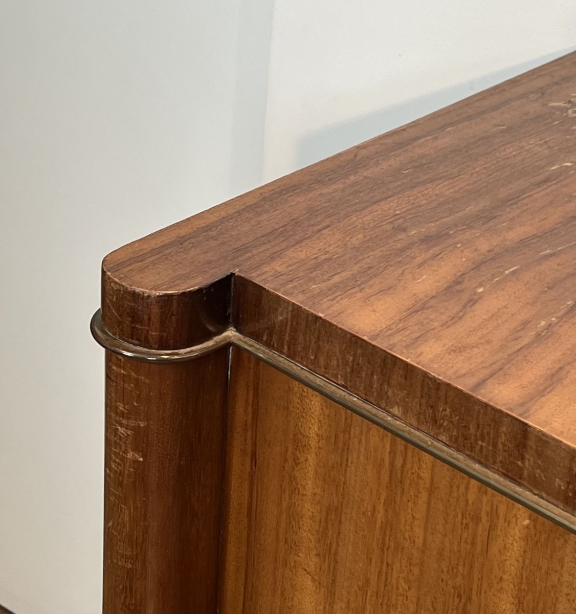 Importante Enfilade Art Déco en Bois Précieux et Bronze, De Coene Frères, Années 1940.-photo-3