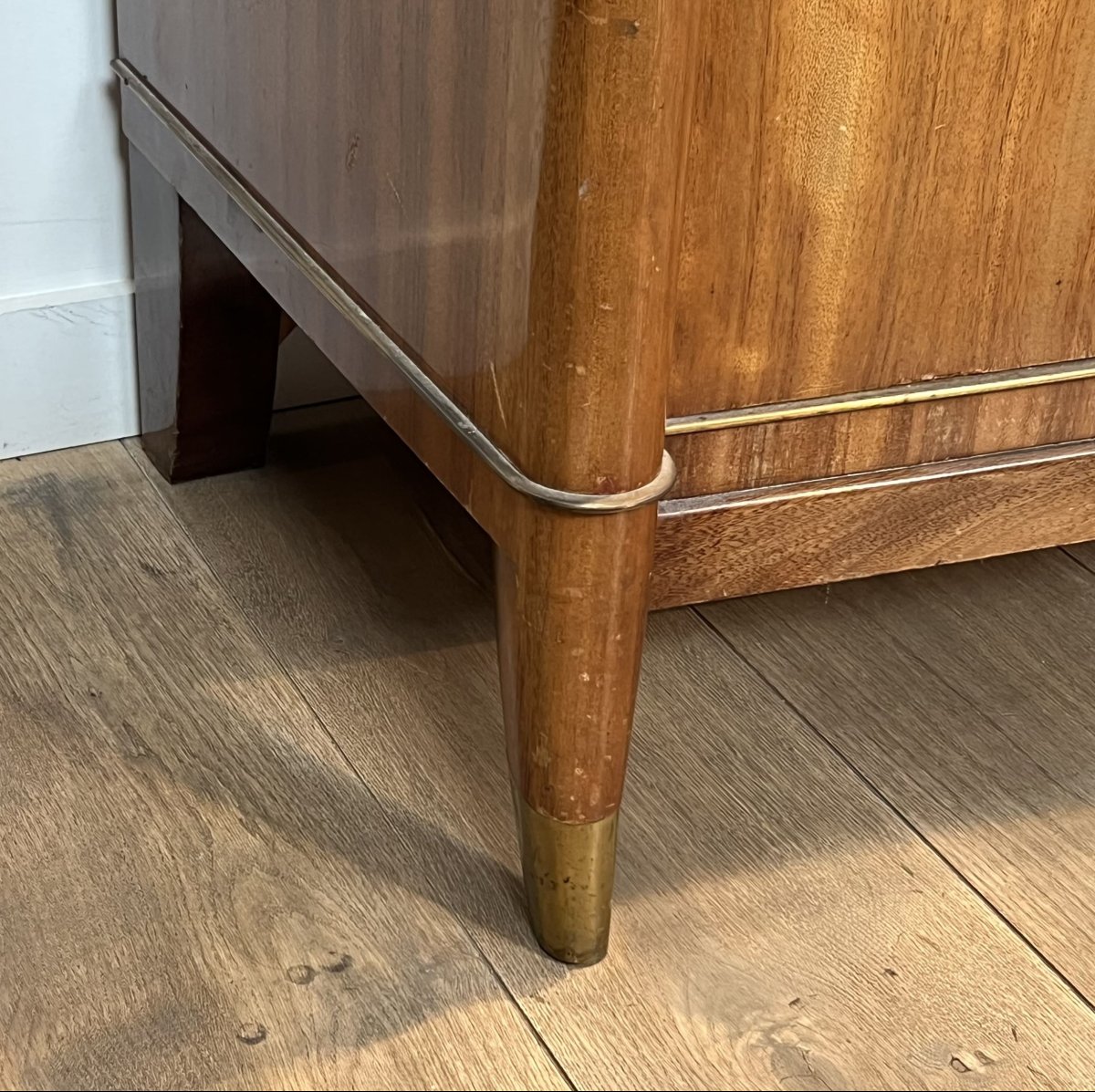Importante Enfilade Art Déco en Bois Précieux et Bronze, De Coene Frères, Années 1940.-photo-4
