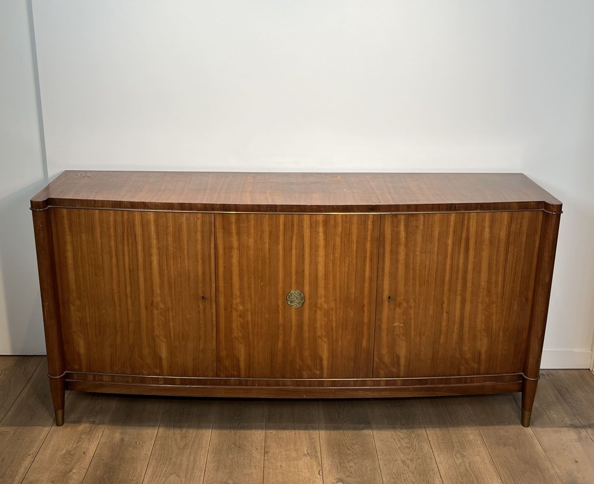 Importante Enfilade Art Déco en Bois Précieux et Bronze, De Coene Frères, Années 1940.-photo-8