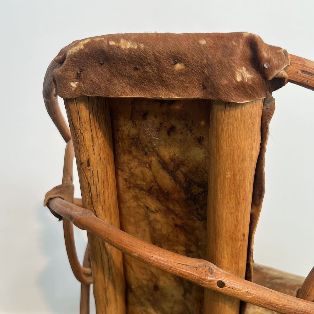 Organic Modernist Armchair In Rattan And Cowhide, Italian Work,1960s-photo-3