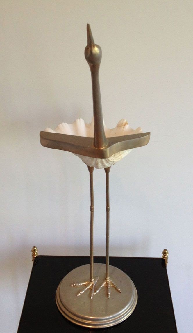 Stylized Metal And Shell Bird Sculpture. Circa 1960-photo-3