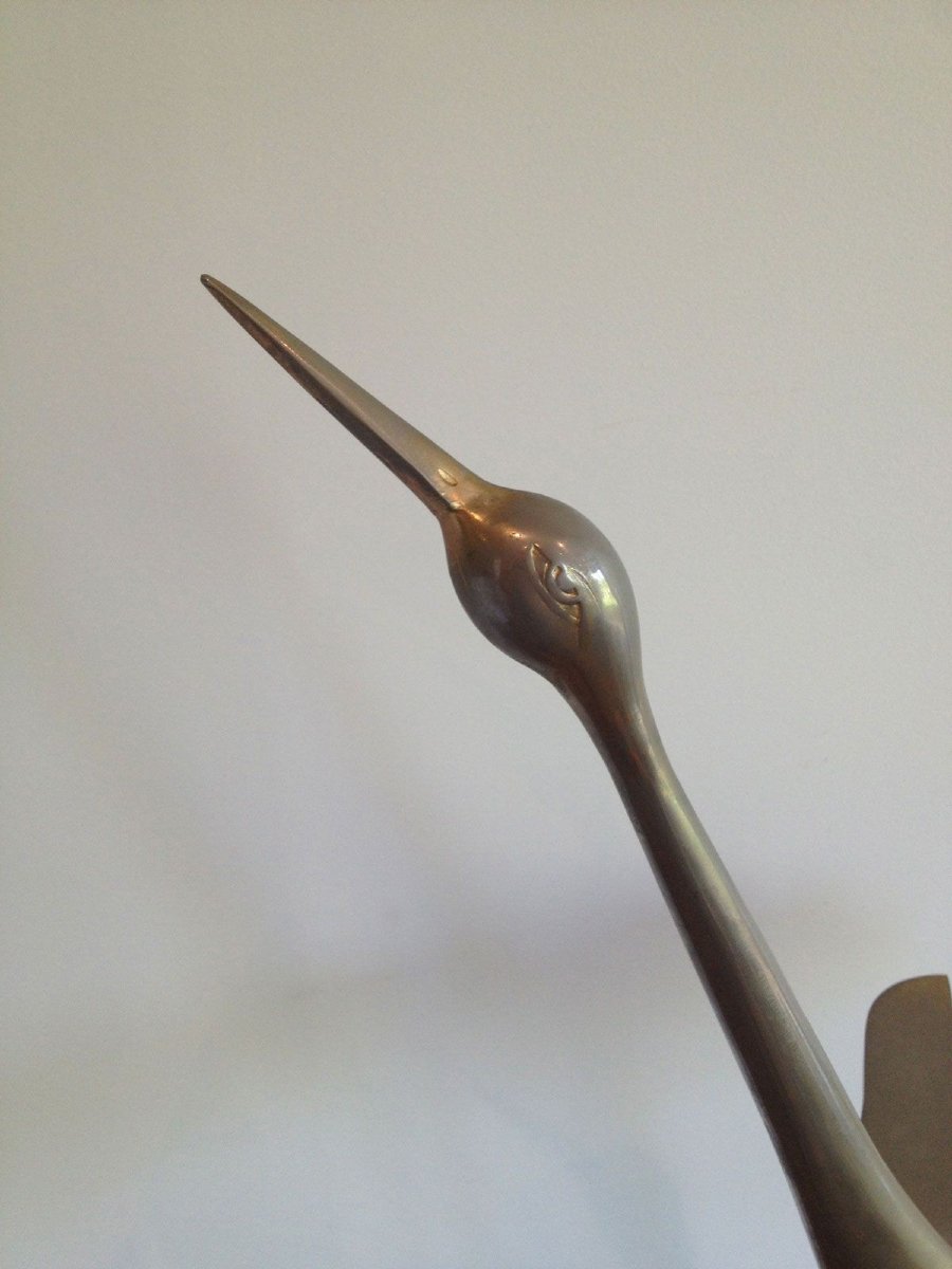 Stylized Metal And Shell Bird Sculpture. Circa 1960-photo-1