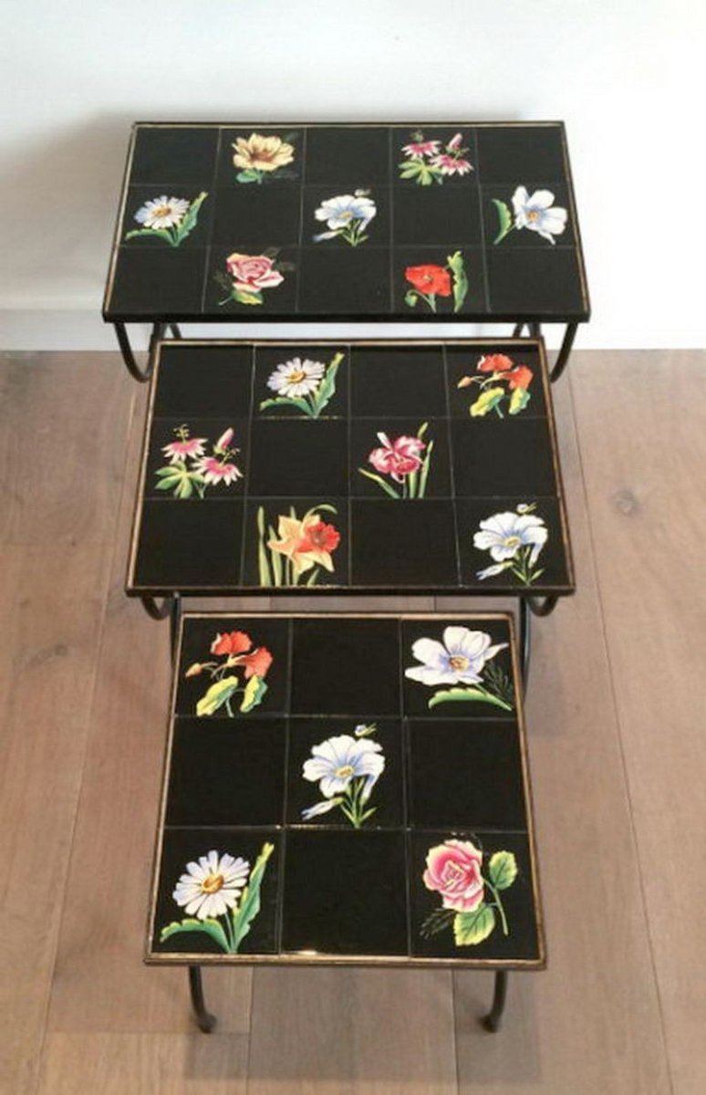 Nesting Tables In Ceramic And Metal. Circa 1950-photo-3