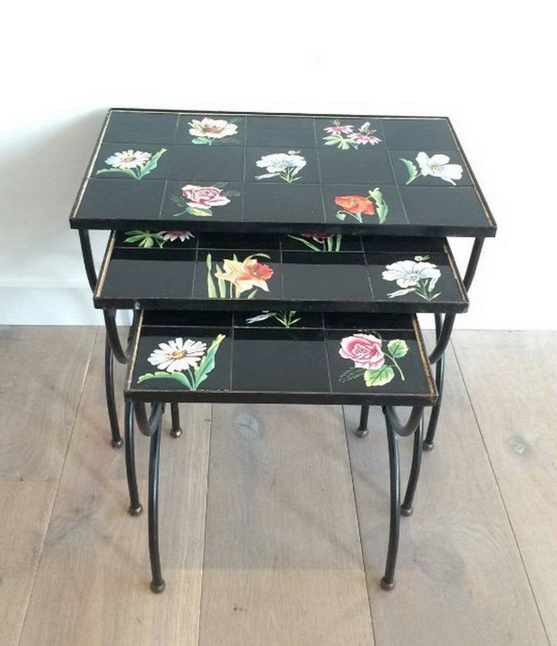 Nesting Tables In Ceramic And Metal. Circa 1950-photo-4