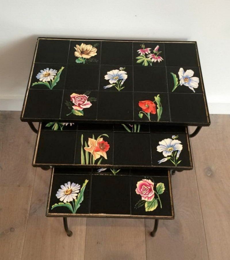 Nesting Tables In Ceramic And Metal. Circa 1950-photo-1