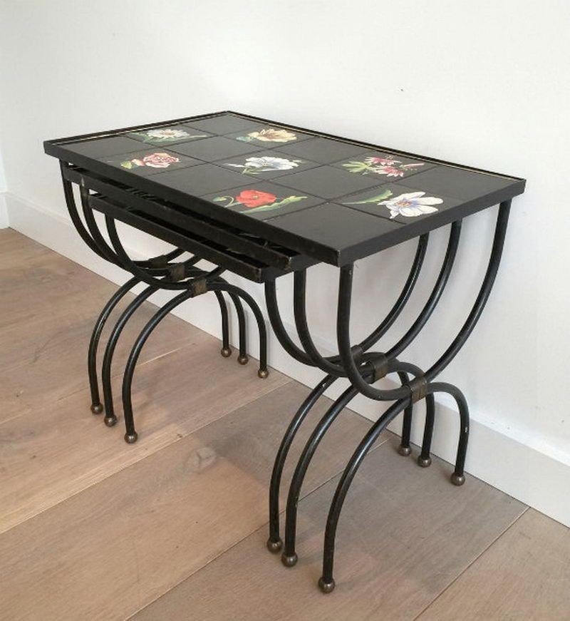 Nesting Tables In Ceramic And Metal. Circa 1950-photo-3
