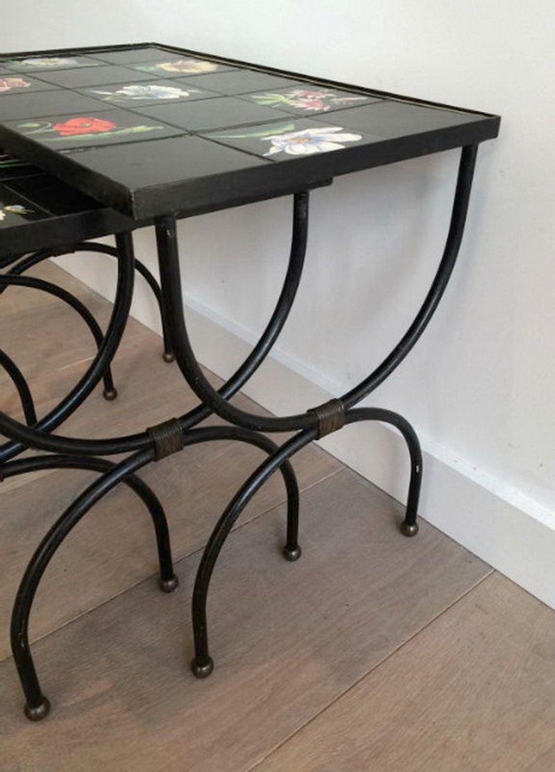 Nesting Tables In Ceramic And Metal. Circa 1950-photo-4
