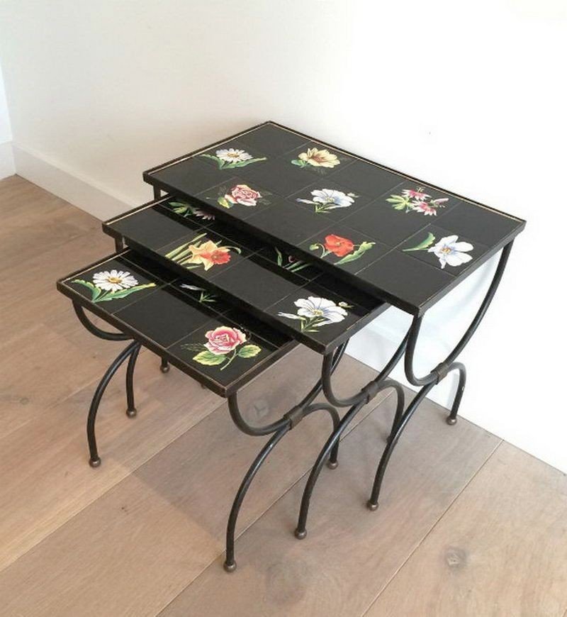 Nesting Tables In Ceramic And Metal. Circa 1950