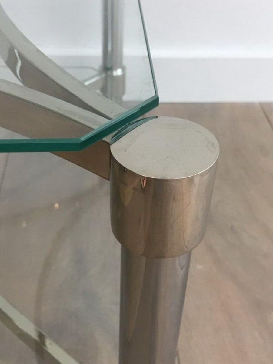 Paire de Bouts de Canapé Carrés en Chrome et Verre, circa 1970-photo-5