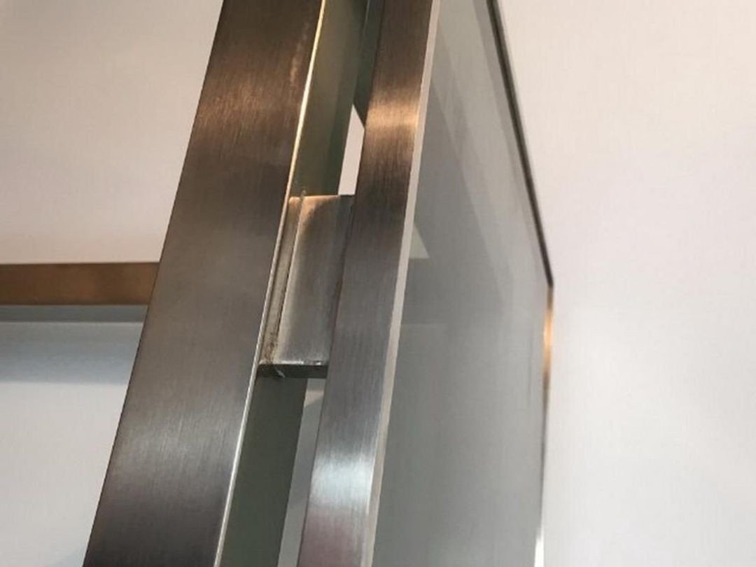 Brushed Steel And Blue Glass Console Table By Guy Lefèvre For Maison Jansen-photo-1
