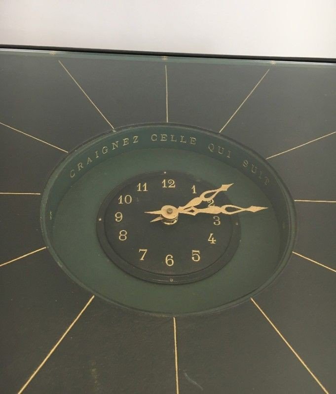 Rare Small Pendulum Table In Leather And Brass In The Manner Of Jacques Adnet. Circa 1950-photo-4