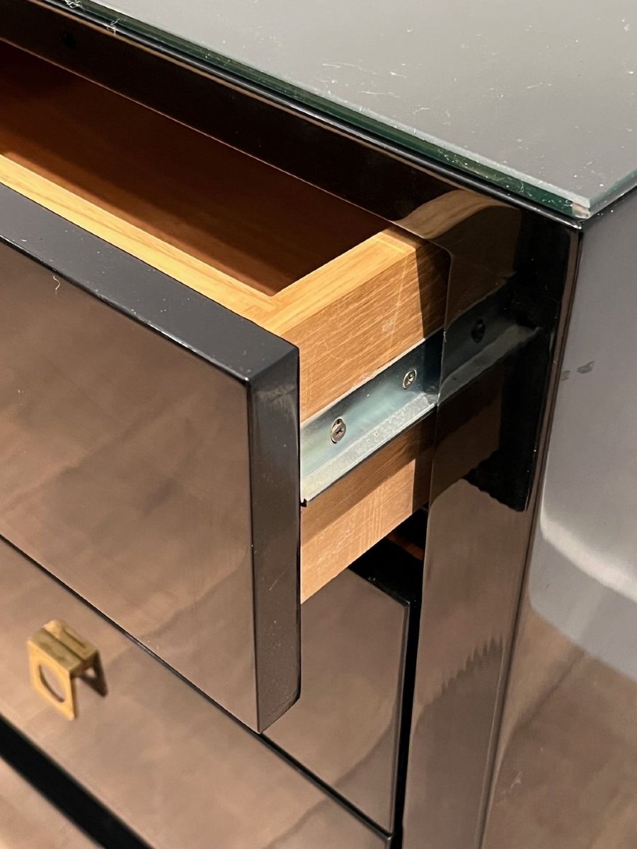 Commode Laquée Noire, Guy Lefèvre pour Maison Jansen, France, vers 1970-photo-4
