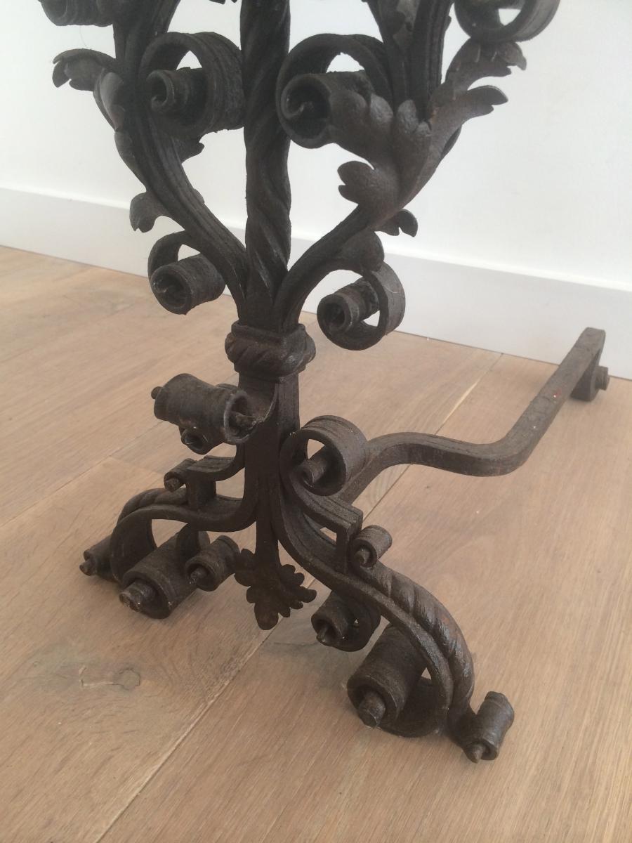 Pair Of Andirons Wrought Iron From Exceptional Quality. Nineteenth Century-photo-2