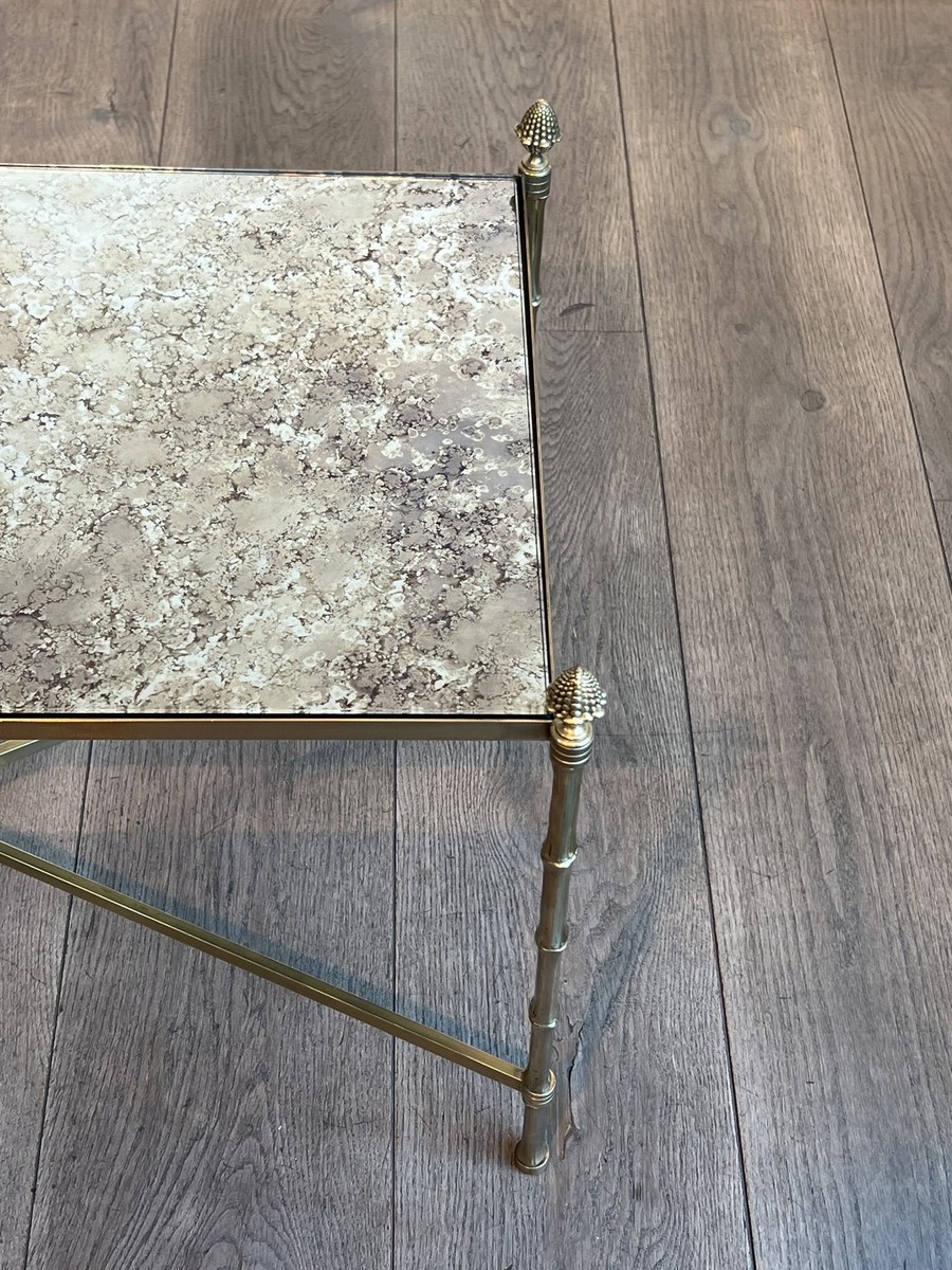 Maison Baguès Coffee Table In Brass And Venere Mirror, Circa 1970-photo-5